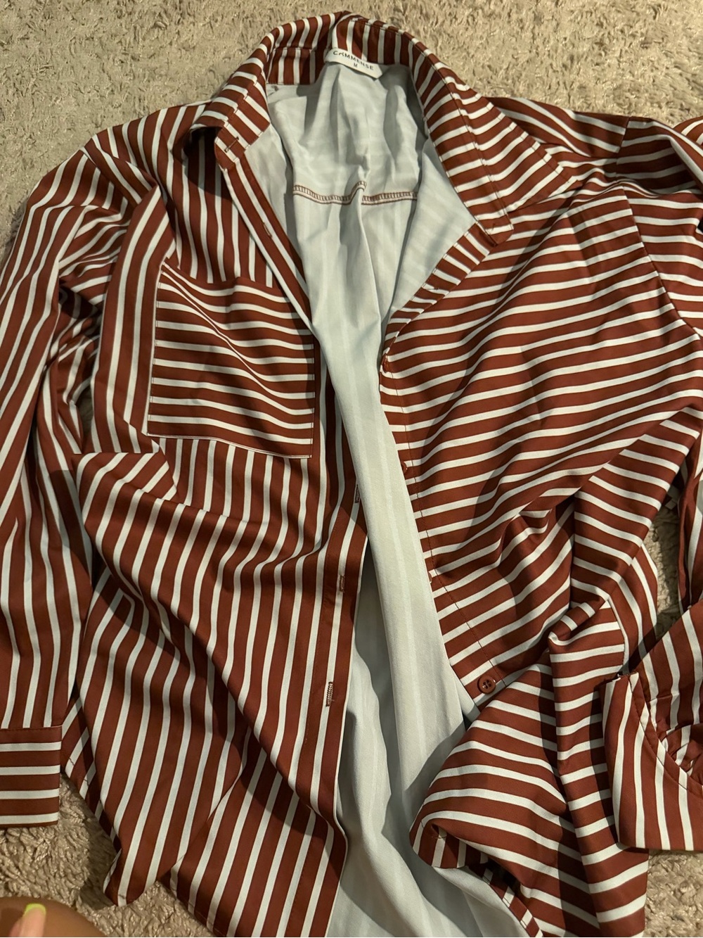 Commense Rust and White Striped Women’s Shorts